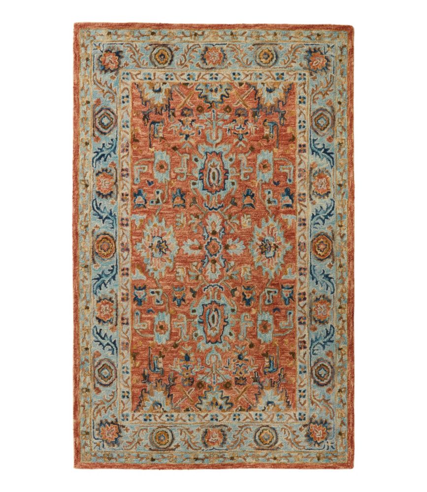 Single Border Terracotta Wool Tufted Rug - US 4805