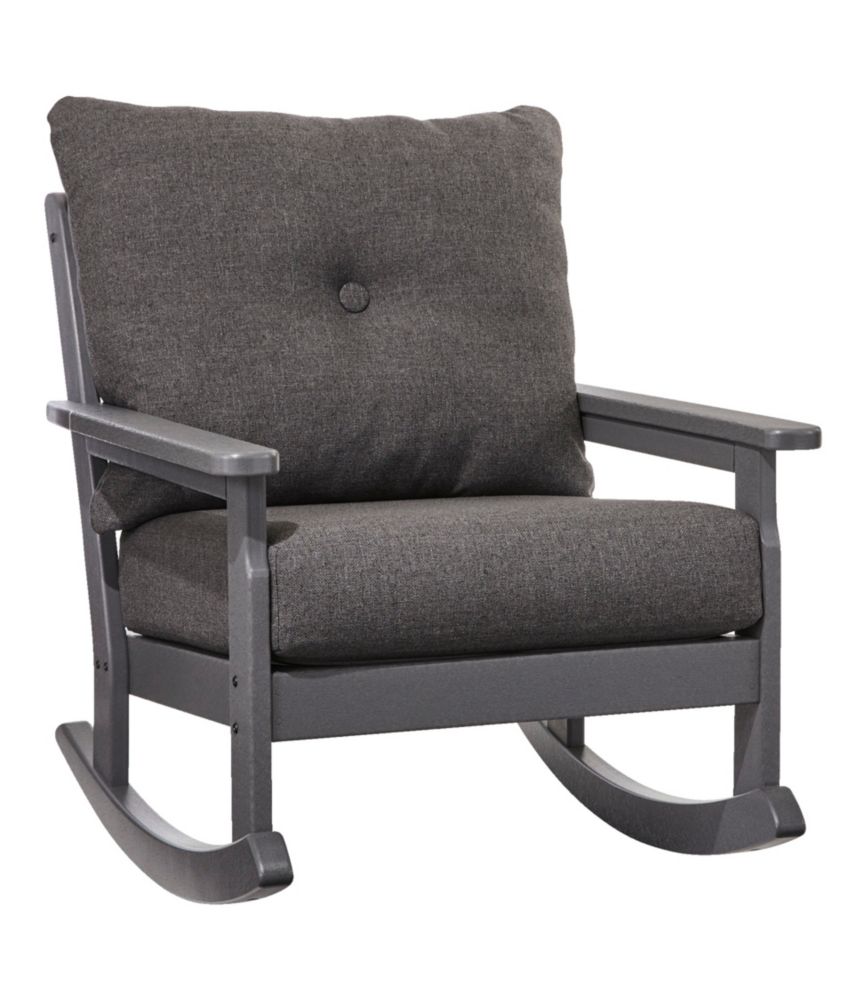 All-Weather Patio Rocker with Textured Cushion, Slate Gray - US 4961