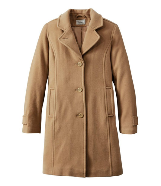 Women's Classic Lambswool Polo Coat, Three-Quarter Length - US 9567