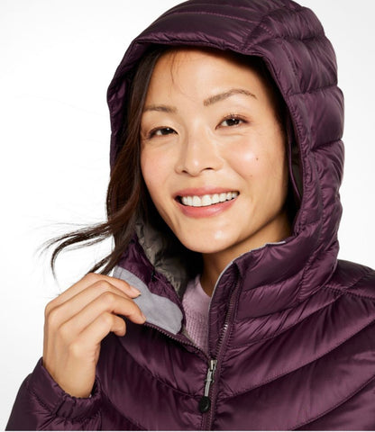 Women's Ultralight 850 Down Hooded Coat, Three-Quarter Length - US 4910