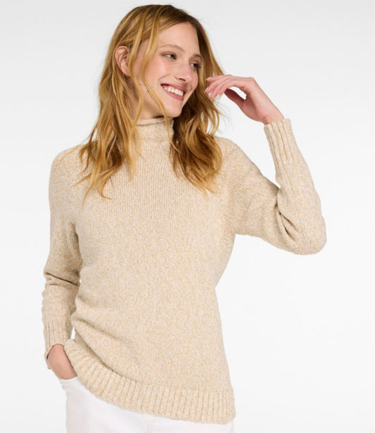Women's Cotton Ragg Sweater, Funnelneck Pullover - US 0540