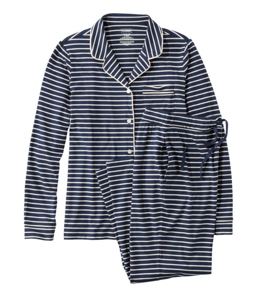 Women's Super-Soft Shrink-Free Button Front Pajama Set, Stripe - US 9398