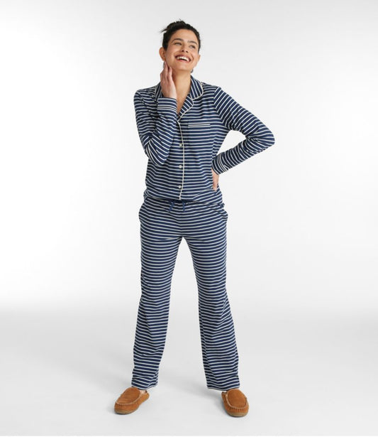 Women's Super-Soft Shrink-Free Button Front Pajama Set, Stripe - US 9398