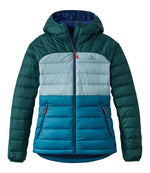 Women's Bean's Down Hooded Jacket, Colorblock - US 1119