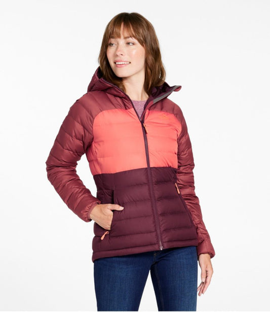 Women's Bean's Down Hooded Jacket, Colorblock - US 3979