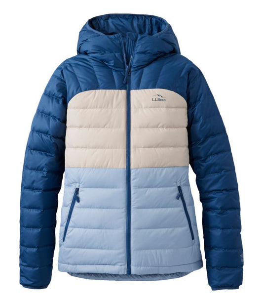 Women's Bean's Down Hooded Jacket, Colorblock - US 5080