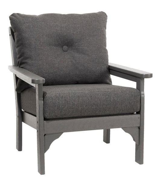All-Weather Patio Chair with Textured Cushion, Slate Gray - US 7730