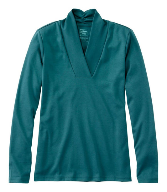 Women's Pima Cotton Tee, Shawl Long-Sleeve - US 0126