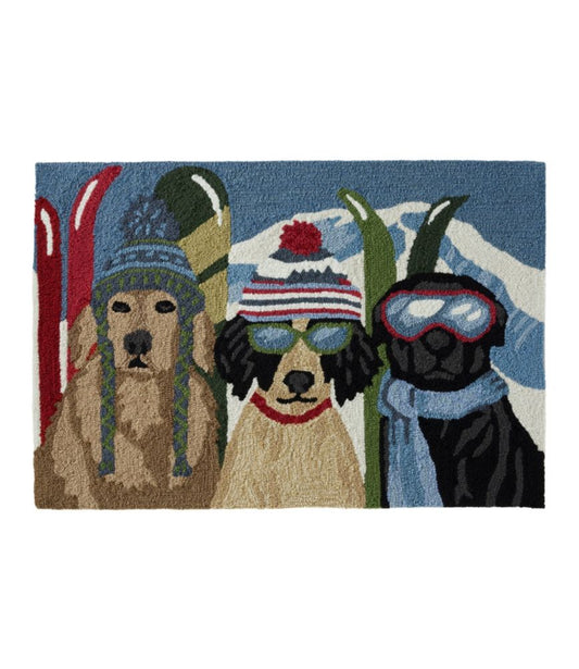 Indoor/Outdoor Vacationland Rug, Dogs Skiing - US 3684