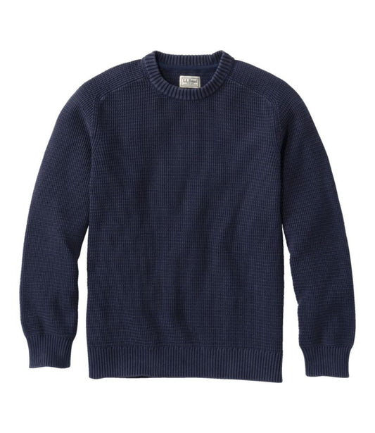 Men's Sunwashed Textured Cotton Sweater, Crewneck - US 4153