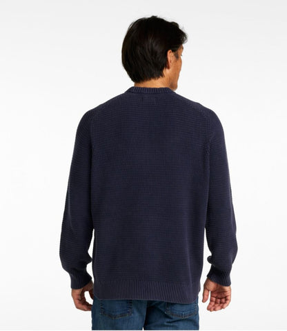 Men's Sunwashed Textured Cotton Sweater, Crewneck - US 4153