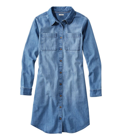 Women's L.L. Bean Heritage Washed Denim Shirt Dress - US 5047
