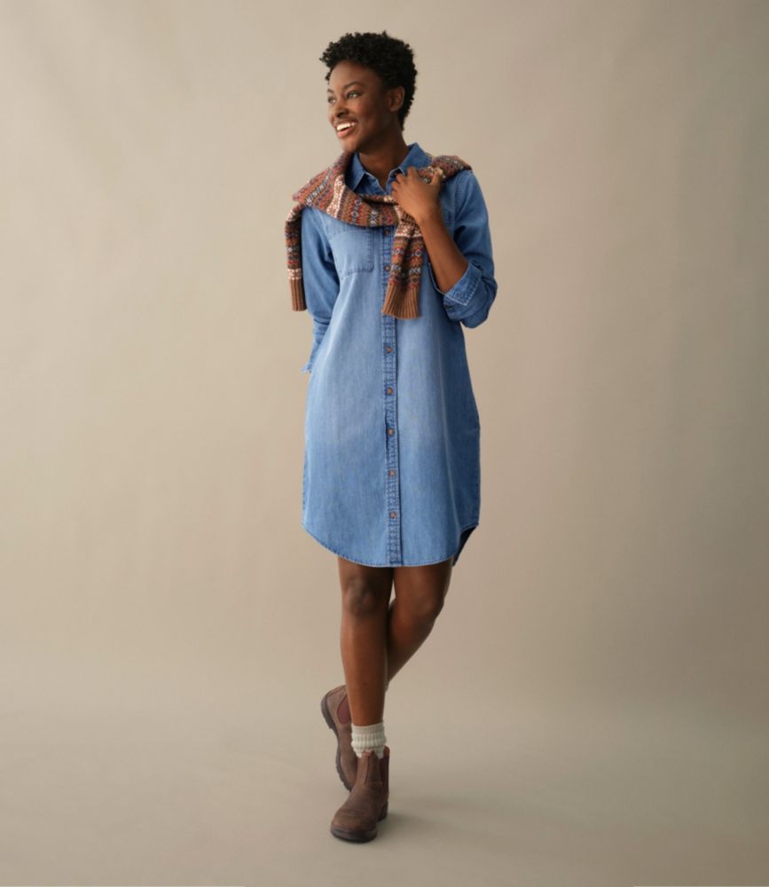 Women's L.L. Bean Heritage Washed Denim Shirt Dress - US 5047