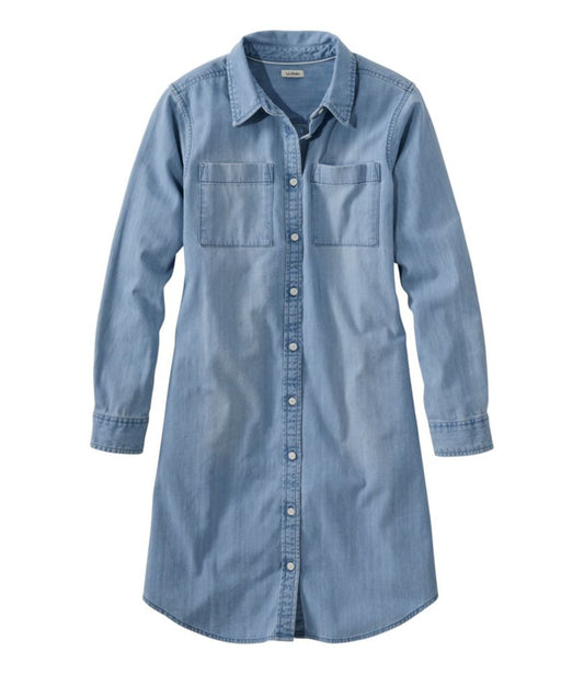Women's L.L. Bean Heritage Washed Denim Shirt Dress - US 4442