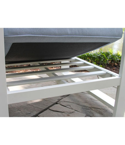 White Aluminum Deep Seating Armchair with Blue Cushions, Set of Two - US 8261