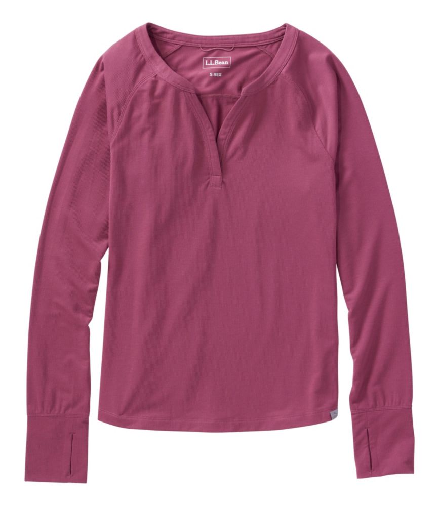 Women's Ribbed Performance Tee, Long-Sleeve Splitneck - US 8083
