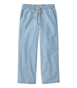 Women's Lakewashed Pull-On Chinos, Mid-Rise Wide-Leg Crop Chambray - US 6545