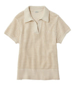 Women's Organic Cotton Slub Pointelle Sweater, Polo - US 9267