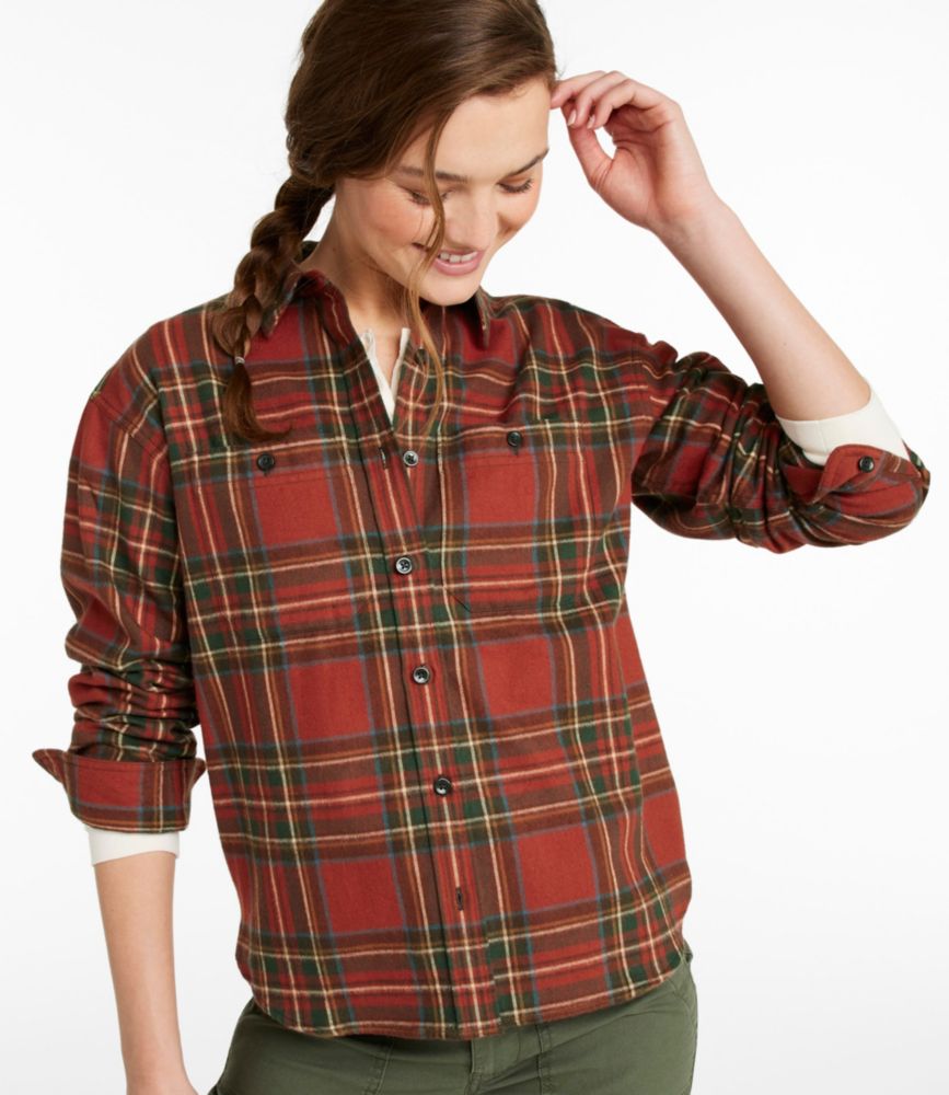 Women's Scotch Plaid Flannel Shirt, Boyfriend - US 3120