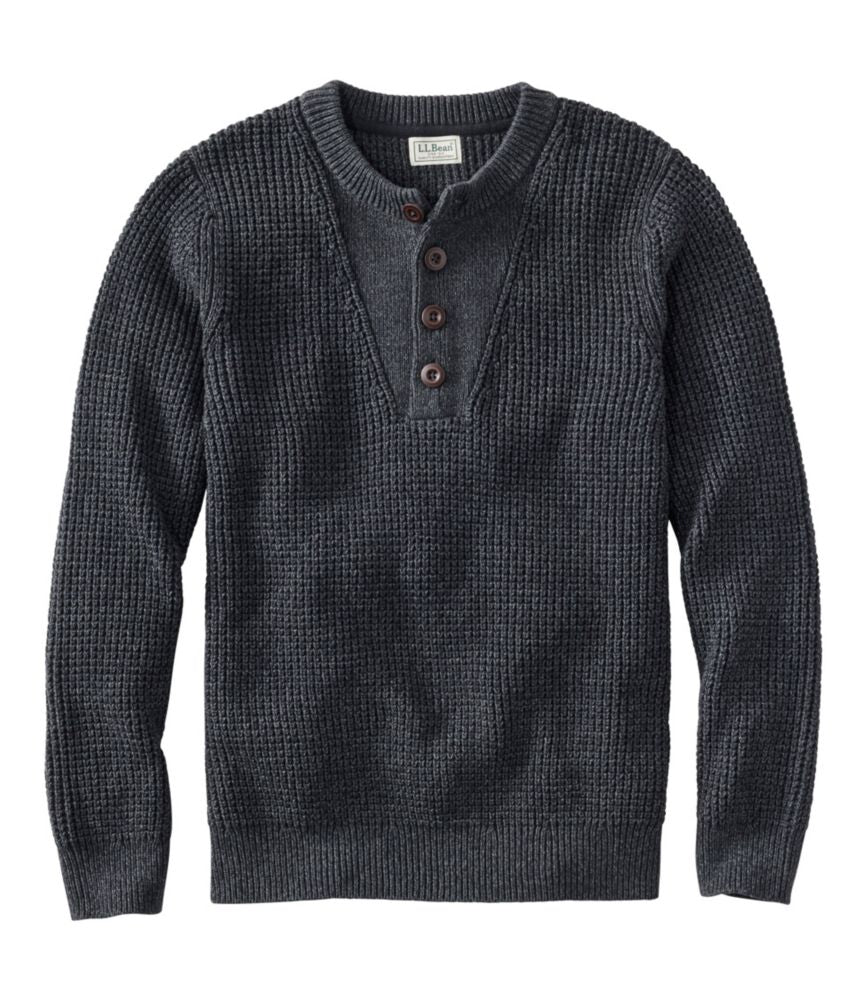Men's L.L.Bean Organic Cotton Waffle Sweater, Henley - US 3099
