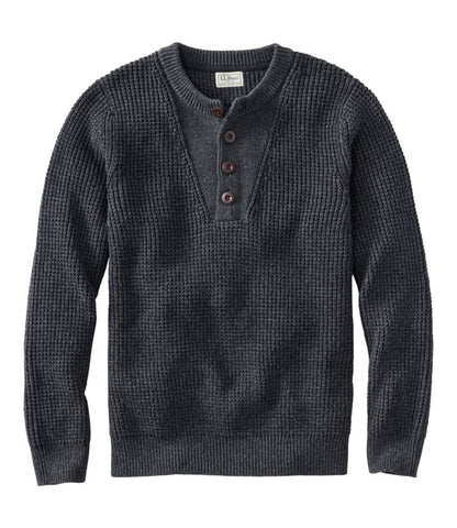 Men's L.L.Bean Organic Cotton Waffle Sweater, Henley - US 3099