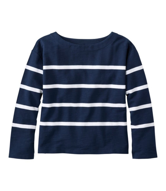 Women's Peaks Island Top, Relaxed Boatneck Long-Sleeve Stripe - US 4612