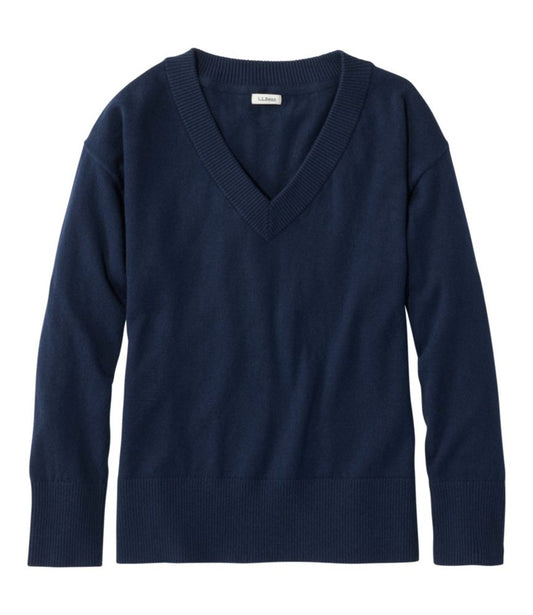 Women's Cotton/Cashmere Sweater, V-Neck - US 1693