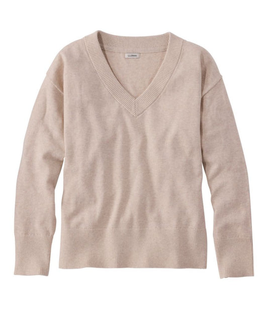 Women's Cotton/Cashmere Sweater, V-Neck - US 0930