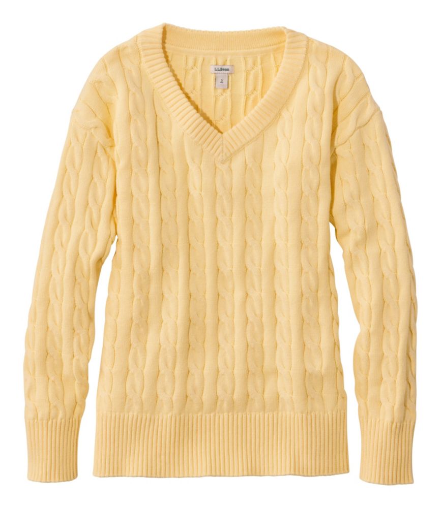 Women's The Original Double L® Sweater, Cable V-Neck - US 4190