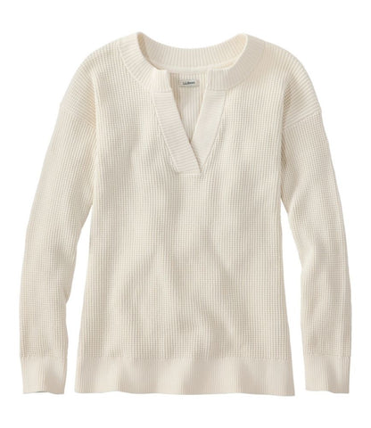 Women's Sunwashed Waffle Sweater, Splitneck - US 8402
