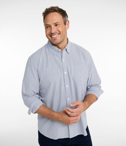 Men's Comfort Stretch Performance® Seersucker Shirt, Long-Sleeve, Slightly Fitted Untucked Fit, Stripe - US 6594