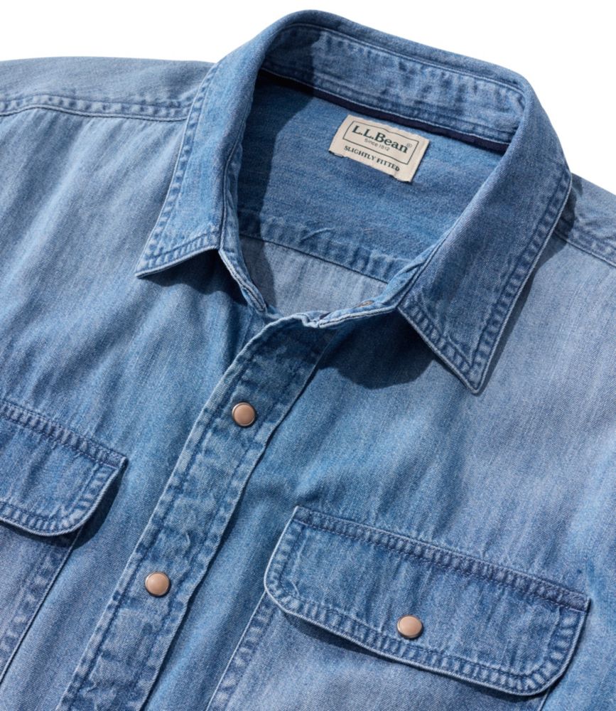 Men's Sunwashed Denim Shirt, Slightly Fitted Untucked Fit - US 7220