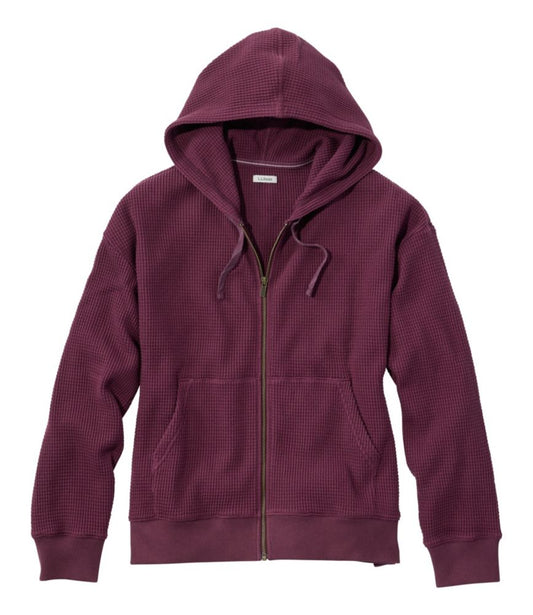 Women's Sunwashed Waffle Top, Full-Zip Hoodie - US 5506