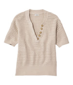 Women's Sunwashed Openwork Sweater, Short-Sleeve Henley - US 1992