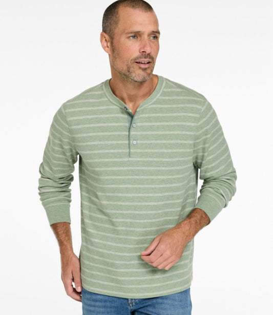 Men's Bean's Vintage Soft Knit Henley, Stripe - US 6784