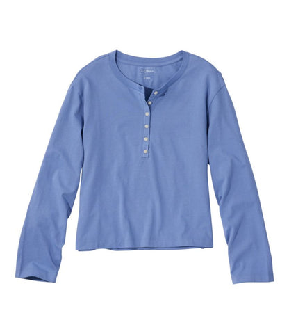 Women's Sunwashed Tee, Long-Sleeve Cropped Boxy Henley - US 4233