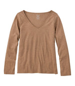 Women's Pima Cotton Tee, Long-Sleeve Open V-Neck - US 6633